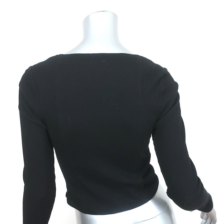I.AM.GIA Portia Lace-Up Long Sleeve Corset Top Black Ribbed Cotton Size Small