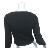 I.AM.GIA Portia Lace-Up Long Sleeve Corset Top Black Ribbed Cotton Size Small