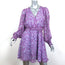 AMUR Twist-Front Dress Purple/Blue Printed Silk Chiffon Size 6 Long Sleeve Mini
