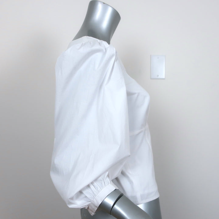 STAUD Puff Sleeve Top Lana White Stretch Cotton Size 6 NEW