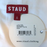 STAUD Puff Sleeve Top Lana White Stretch Cotton Size 6 NEW