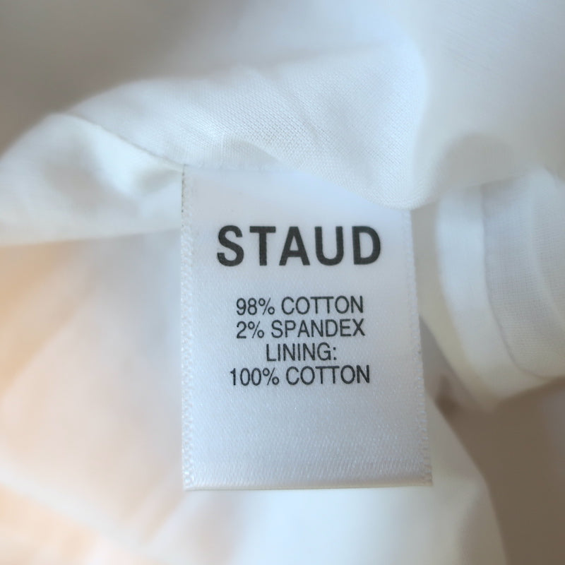 STAUD Puff Sleeve Top Lana White Stretch Cotton Size 6 NEW