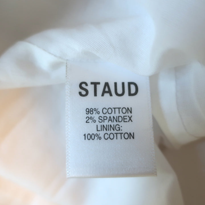 STAUD Puff Sleeve Top Lana White Stretch Cotton Size 6 NEW