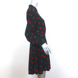 GANNI Twist-Front Shirtdress Barra Black/Red Polka Dot Print Crepe Size 38
