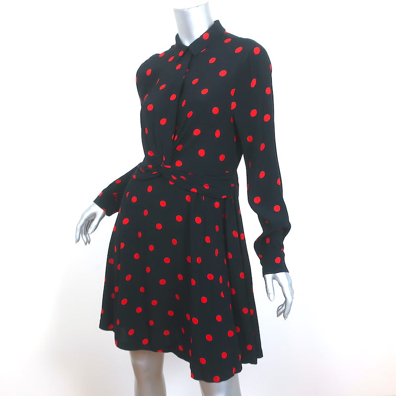 ganni red polka dot dress Ganni Women's Barra Polka Dot A-Line Shirt Dress - Black