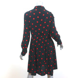 GANNI Twist-Front Shirtdress Barra Black/Red Polka Dot Print Crepe Size 38
