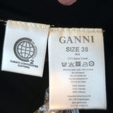 GANNI Twist-Front Shirtdress Barra Black/Red Polka Dot Print Crepe Size 38