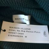 Maison Ullens Cashmere Cowl Neck Pullover Sweater Evergreen Size Medium NEW