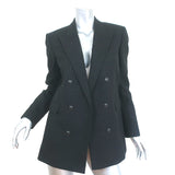 Saint Laurent Double Breasted Blazer Jacket Black Metallic-Striped Wool Size 40