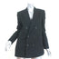 Saint Laurent Double Breasted Blazer Jacket Black Metallic-Striped Wool Size 40