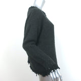 Lamberto Losani Frayed Knit Pullover Sweater Charcoal Cashmere-Silk Size Medium