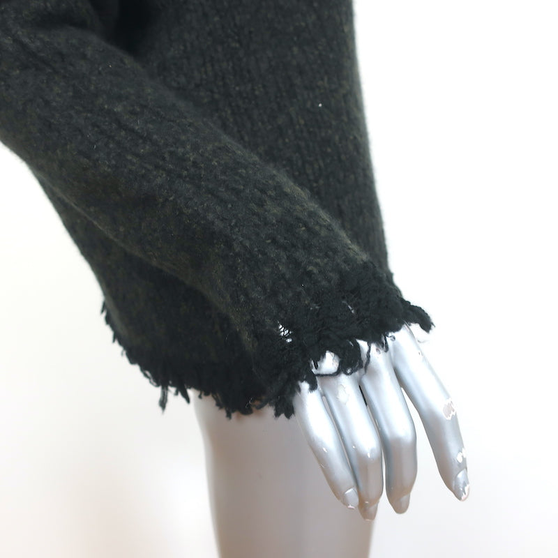 Lamberto Losani Frayed Knit Pullover Sweater Charcoal Cashmere-Silk Size Medium