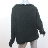 Lamberto Losani Frayed Knit Pullover Sweater Charcoal Cashmere-Silk Size Medium