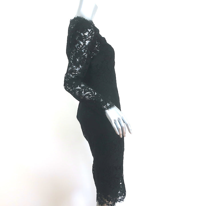Dolce &amp; Gabbana Cordonetto Lace Dress Black Size 40 Long Sleeve Sheath