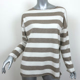 Massimo Alba Striped Sweater Taupe/Cream Cotton-Cashmere Size Medium