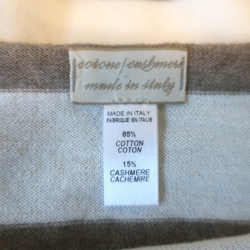 Massimo Alba Striped Sweater Taupe/Cream Cotton-Cashmere Size Medium