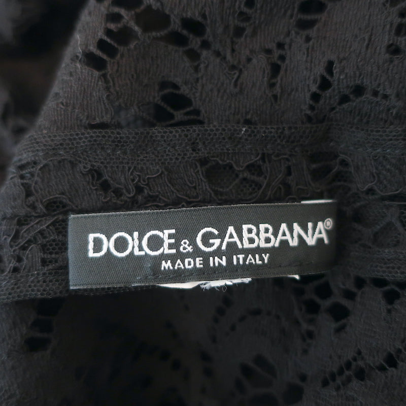 Dolce &amp; Gabbana Cordonetto Lace Dress Black Size 40 Long Sleeve Sheath