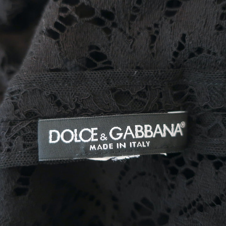 Dolce &amp; Gabbana Cordonetto Lace Dress Black Size 40 Long Sleeve Sheath