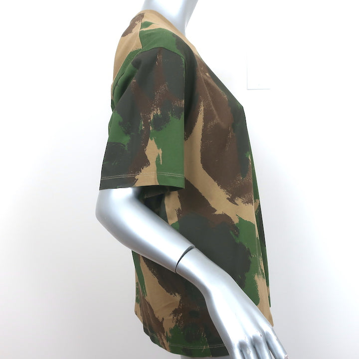 Victoria Beckham Camouflage Print T-Shirt Green Size Large Short Sleeve Top