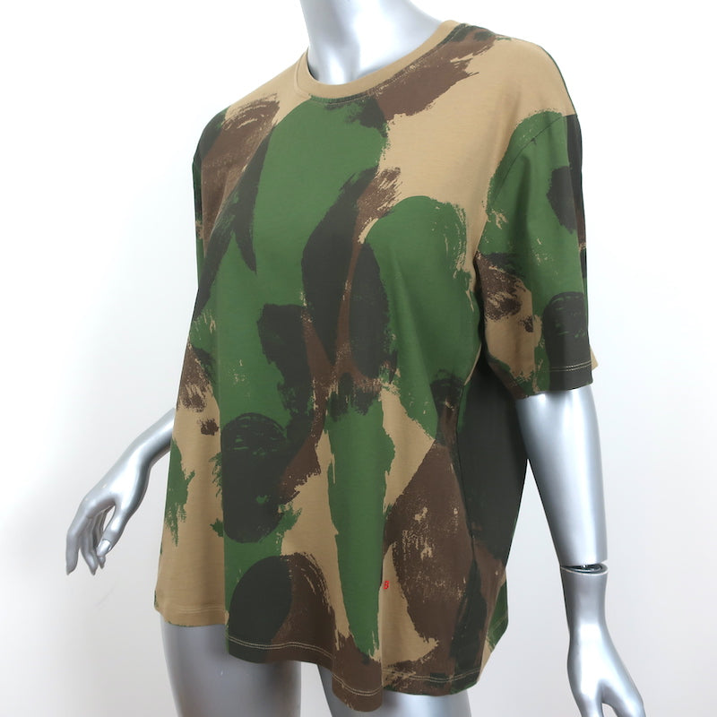 Victoria Beckham Camouflage Print T-Shirt Green Size Large Short Sleeve Top