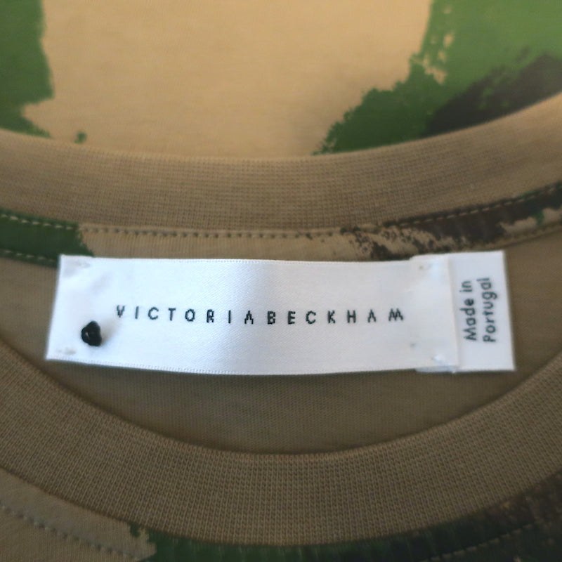 Victoria Beckham Camouflage Print T-Shirt Green Size Large Short Sleeve Top