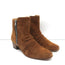 Amiri Ruched Ankle Boots Brown Suede Size 38.5 Side-Zip Booties