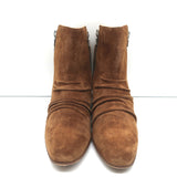 Amiri Ruched Ankle Boots Brown Suede Size 38.5 Side-Zip Booties