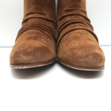 Amiri Ruched Ankle Boots Brown Suede Size 38.5 Side-Zip Booties