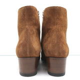 Amiri Ruched Ankle Boots Brown Suede Size 38.5 Side-Zip Booties