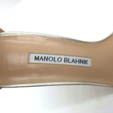 Manolo Blahnik Tres Ankle Strap Sandals Gold Metallic Leather Size 38.5 NEW