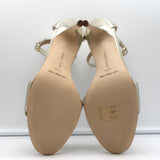 Manolo Blahnik Tres Ankle Strap Sandals Gold Metallic Leather Size 38.5 NEW