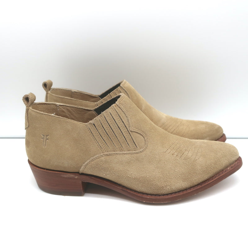 Frye Billy Shootie Boots Beige Suede Size 8.5 Western Booties