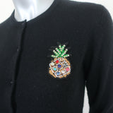 Le Superbe Cashmere Pineapple Cardigan Black Size Extra Small NEW