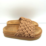 Chloe Wavy Platform Slide Sandals Beige Woven Leather Size 36