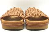 Chloe Wavy Platform Slide Sandals Beige Woven Leather Size 36