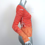 STAUD Cargo Sweater Blood Orange Ombre Rib Knit Size Small V-Neck Cardigan NEW