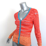 STAUD Cargo Sweater Blood Orange Ombre Rib Knit Size Small V-Neck Cardigan NEW