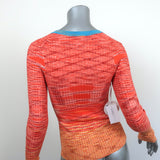 STAUD Cargo Sweater Blood Orange Ombre Rib Knit Size Small V-Neck Cardigan NEW