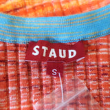 STAUD Cargo Sweater Blood Orange Ombre Rib Knit Size Small V-Neck Cardigan NEW