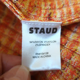 STAUD Cargo Sweater Blood Orange Ombre Rib Knit Size Small V-Neck Cardigan NEW
