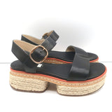 Gabriela Hearst Platform Espadrille Sandals Ryka Black Leather Size 36