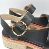 Gabriela Hearst Platform Espadrille Sandals Ryka Black Leather Size 36