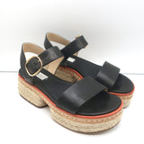 Gabriela Hearst Platform Espadrille Sandals Ryka Black Leather Size 36