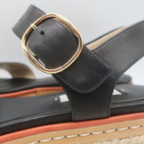 Gabriela Hearst Platform Espadrille Sandals Ryka Black Leather Size 36