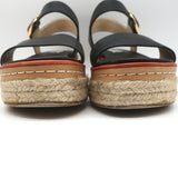 Gabriela Hearst Platform Espadrille Sandals Ryka Black Leather Size 36