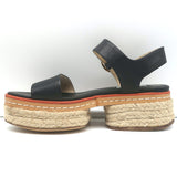 Gabriela Hearst Platform Espadrille Sandals Ryka Black Leather Size 36