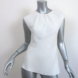 Theory Shirred Neck Top White Silk Size Small Cap Sleeve Blouse NEW