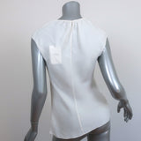 Theory Shirred Neck Top White Silk Size Small Cap Sleeve Blouse NEW