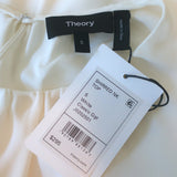 Theory Shirred Neck Top White Silk Size Small Cap Sleeve Blouse NEW