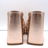 Gianvito Rossi Platform Mule Sandals Lena Rose Gold Metallic Leather Size 35.5